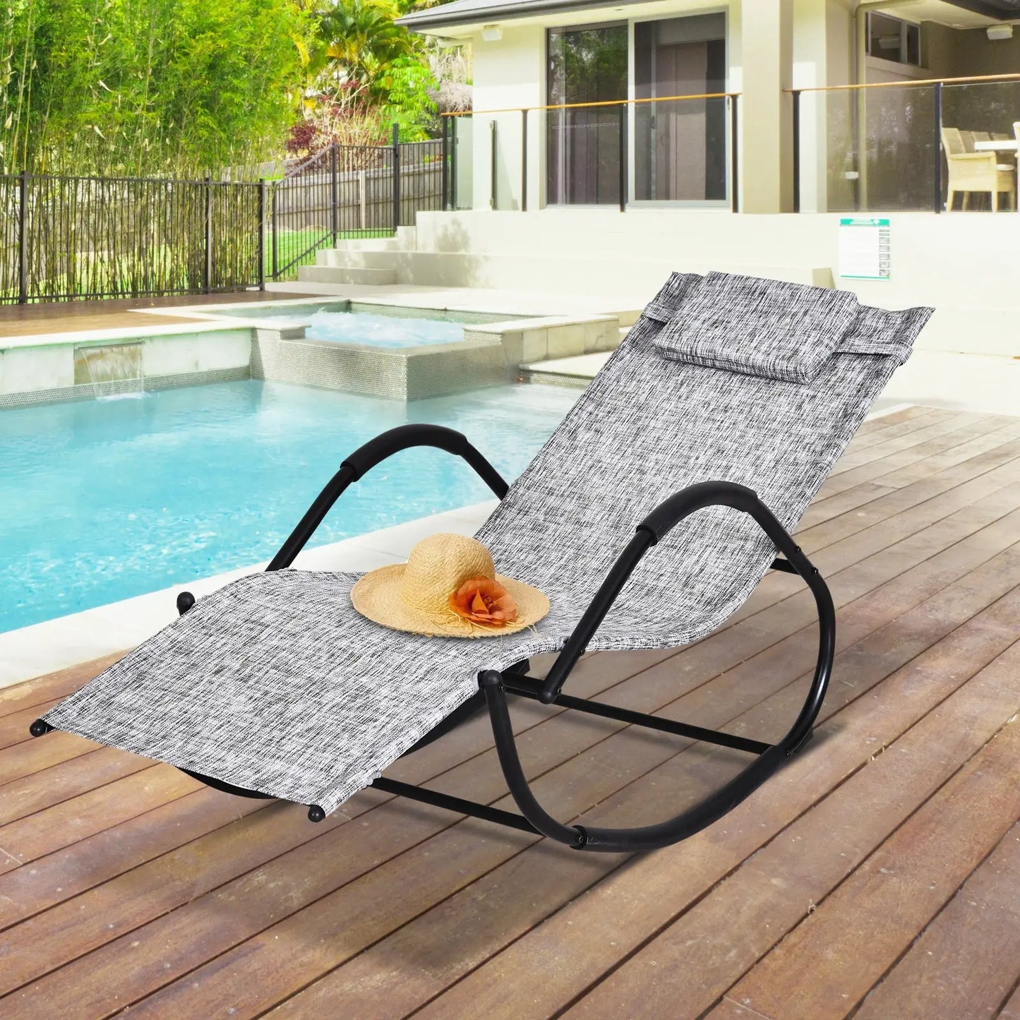 Outsunny Steel Frame Zero Gravity Rocking Chair, with Pillow
