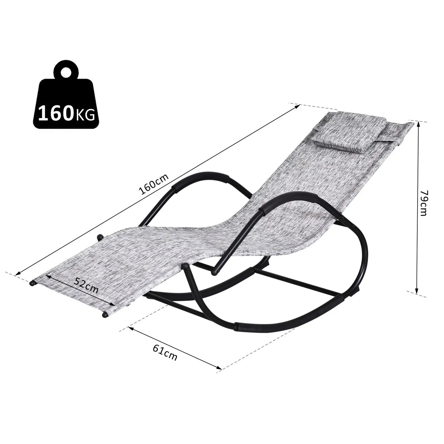 Outsunny Steel Frame Zero Gravity Rocking Chair, with Pillow