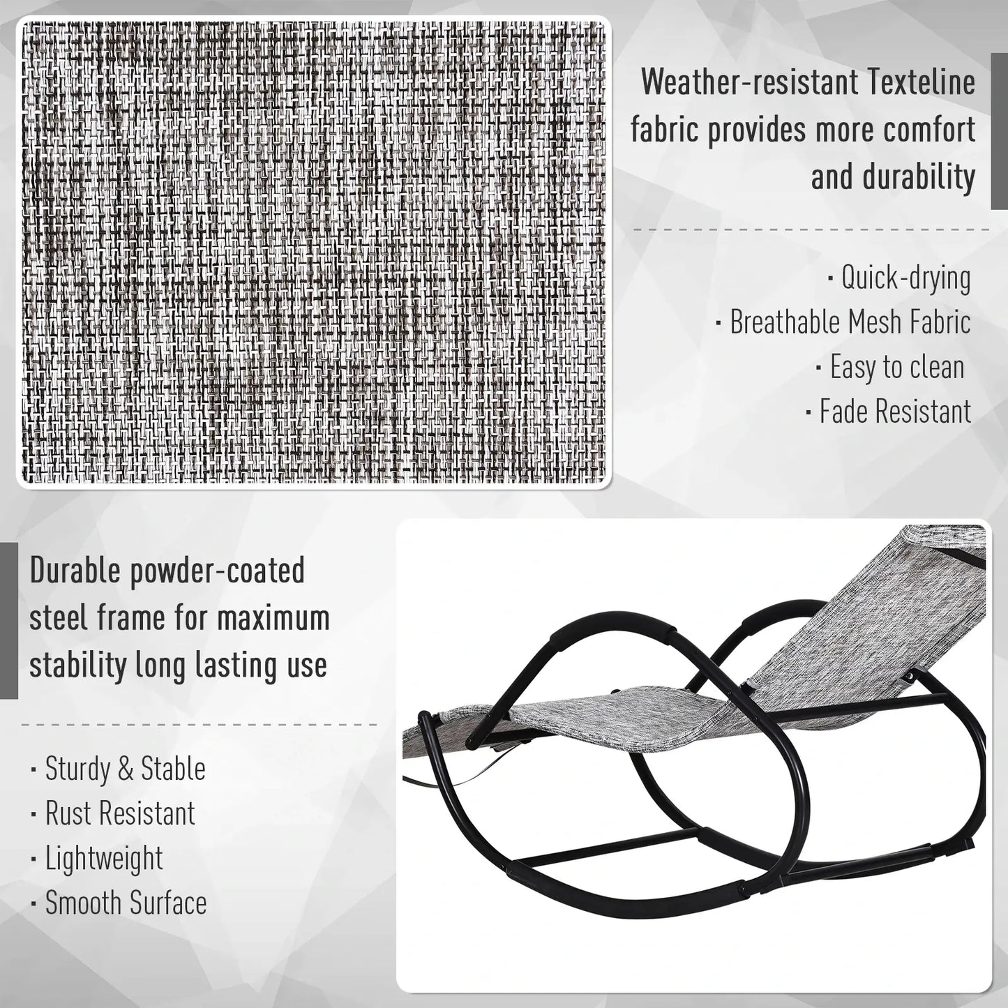 Outsunny Steel Frame Zero Gravity Rocking Chair, with Pillow