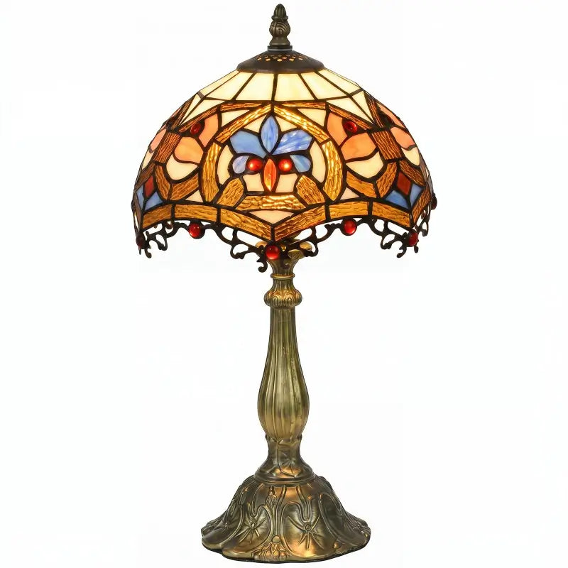 HOMCOM Tiffany Lamp, Stained Glass Table Lamp, Handcrafted Artisan Collectible, Suitable for Living Room and Bedside, Multi-Coloured, Ф25 x 45Hcm, Zinc Alloy.