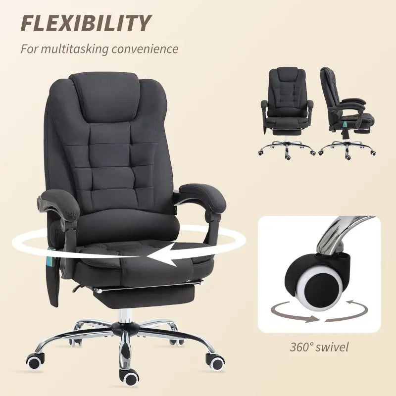 Vinsetto Six-Point Massage and Heated Office Chair with 135°Recline Back - Black