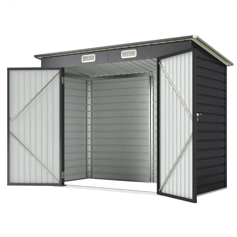 Outsunny 3.7 x 7.9ft Galvanised Steel Shed, with Latched Door and Padlock - Grey
