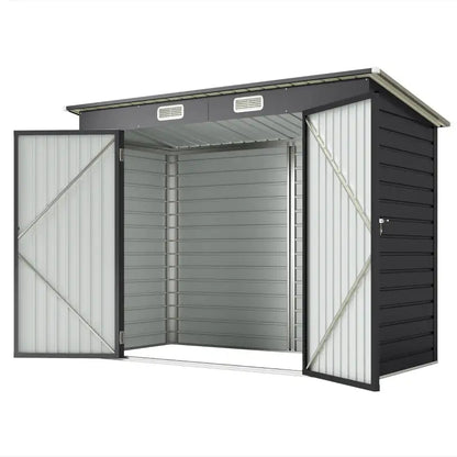 Outsunny 3.7 x 7.9ft Galvanised Steel Shed, with Latched Door and Padlock - Grey
