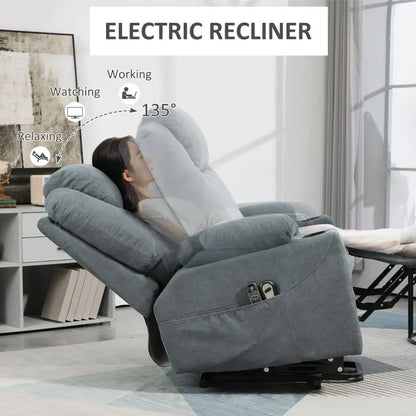 HOMCOM  Massage Power Lift Recliner Chair with Pocket Spring, Electric Lift Chair with Wide Backrest, Grey