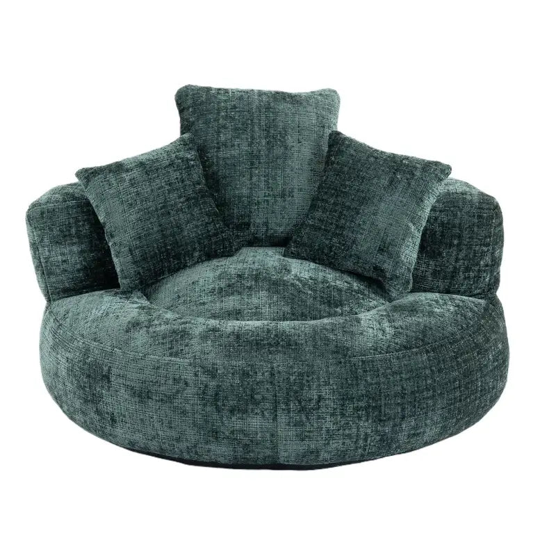 Lazy Sofa Bean Bag Chair with Memory Foam Filling, High Back and Three Pillows, Indoor and Outdoor Use, 108L x 108W x 52H cm, Green