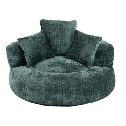 Lazy Sofa Bean Bag Chair with Memory Foam Filling, High Back and Three Pillows, Indoor and Outdoor Use, 108L x 108W x 52H cm, Green