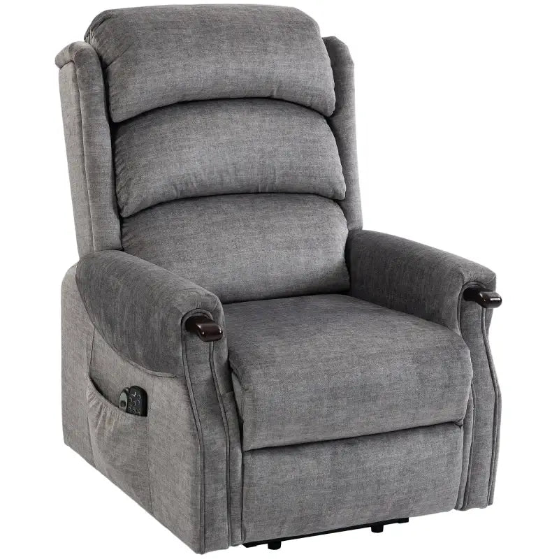 HOMCOM Power Lift Recliner with Vibration Massage and Heat, Lift Chair for Tall with Wood Grip, Pocket Spring, Light Grey