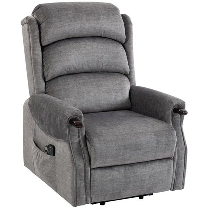 HOMCOM Power Lift Recliner with Vibration Massage and Heat, Lift Chair for Tall with Wood Grip, Pocket Spring, Light Grey