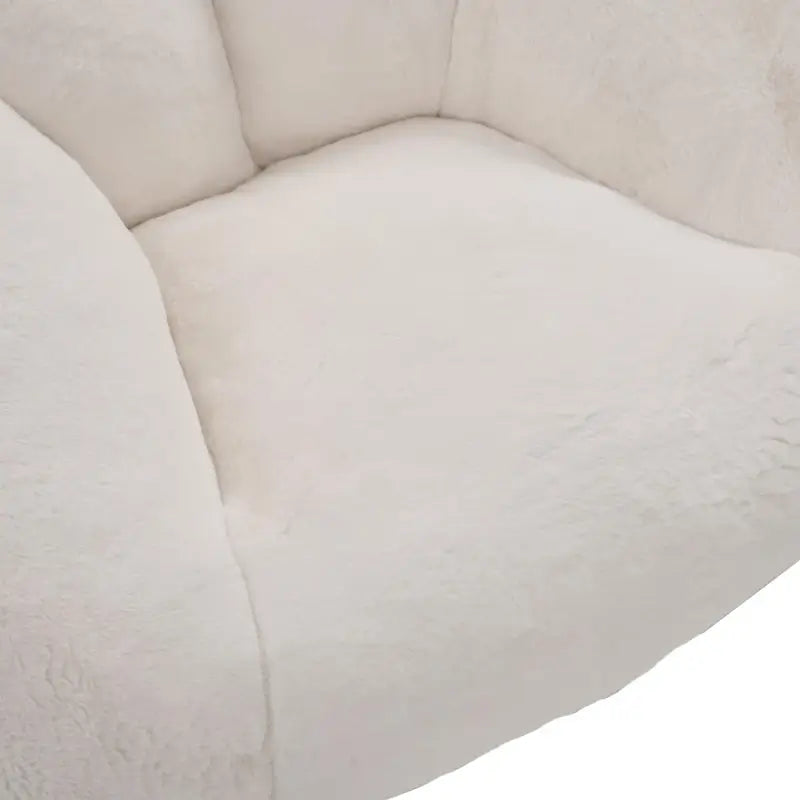 Shell-Shaped Bean Bag Chair with High-Rebound Memory Foam Filling, Ergonomic Floor Lounger with Faux Fur Removable Cover, 100L x 90W x 57H cm, Beige