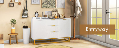 HOMCOM Sideboard with 3 Drawers and Adjustable Shelves for Living Room - White
