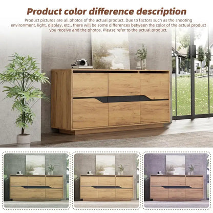 Modern Storage Cabinet with Soft-Close Hinges & Adjustable Shelves, Multifunctional Sideboard for Living Areas, 140L x 40W x 70H cm, Wood