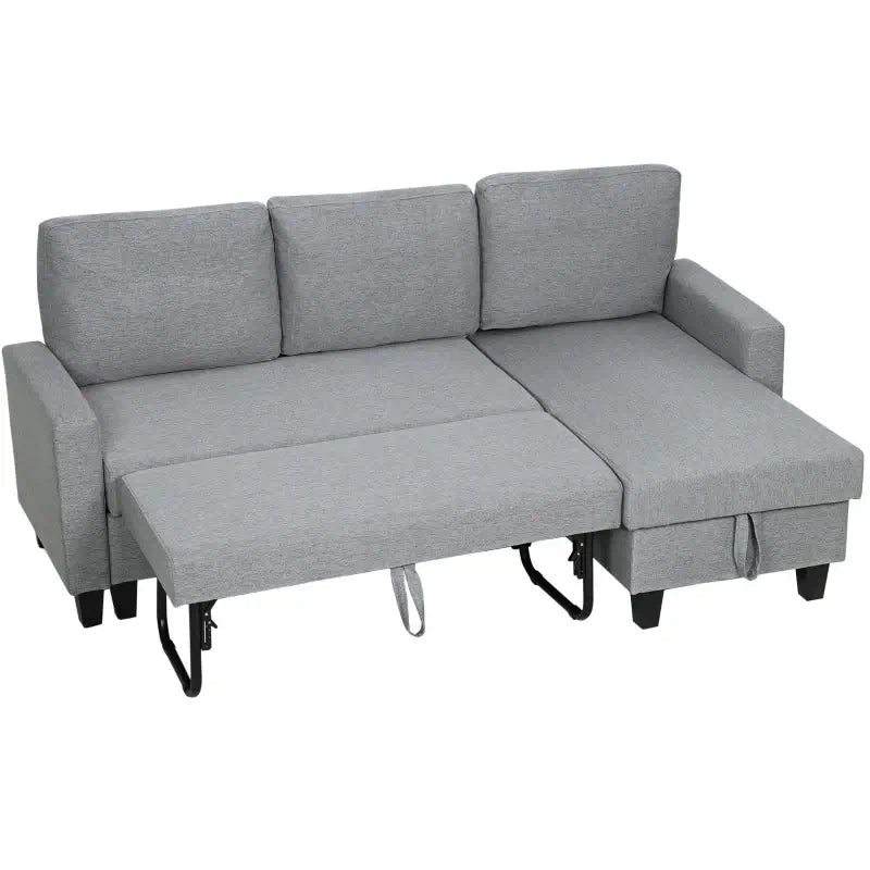 HOMCOM Three-Seater Storage Sofa Bed - Grey