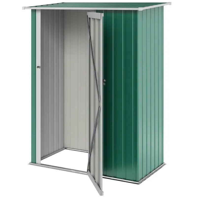 Outsunny 5ft x 3ft Garden Storage Shed, Galvanised Outdoor Metal Shed Waterproof with Sloped Roof, Lockable Door for Patio Tools, Equipment, Green