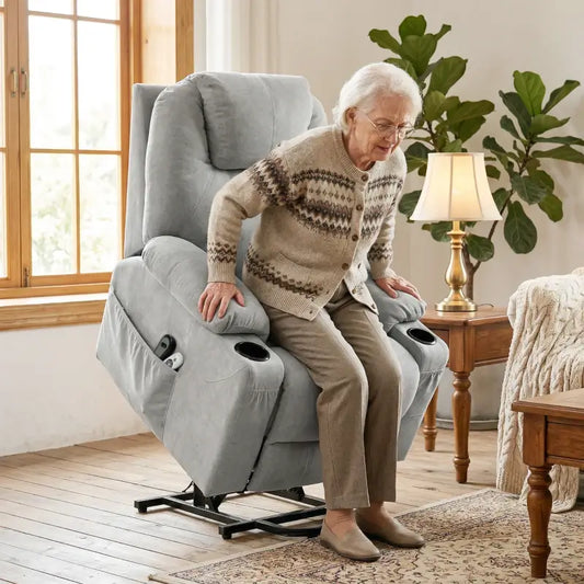 HOMCOM Massage Power Lift Recliner Chair with Pocket Spring, Electric Lift Chair with Wide Backrest, Light Grey