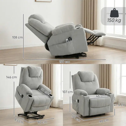 HOMCOM Massage Power Lift Recliner Chair with Pocket Spring, Electric Lift Chair with Wide Backrest, Light Grey