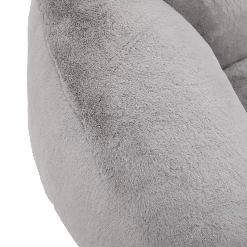 Shell-Shaped Sofa with High-Rebound Foam and Ergonomic Lumbar Support, Giant Sofa with Faux Fur, 100L x 90W x 57H cm, Light Gray