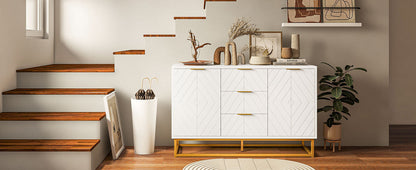 HOMCOM Sideboard with 3 Drawers and Adjustable Shelves for Living Room - White