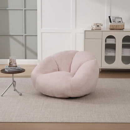 Shell-Shaped Bean Bag Chair with High-Rebound Memory Foam Filling, Ergonomic Floor Lounger with Faux Fur Removable Cover, 100L x 90W x 57H cm, Pink