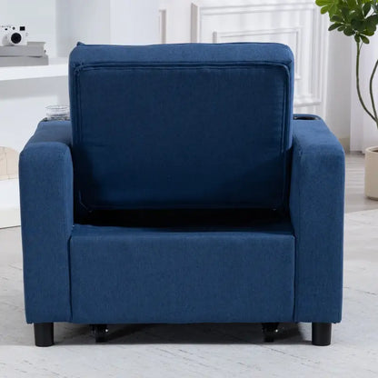 HOMCOM 3-in-1 Single Sofa Bed, Convertible Sleeper Chair Bed with 3-level Adjustable Back - Dark Blue