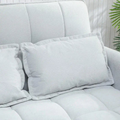 HOMCOM 2 Seater Sofa Bed, 3-in-1 Convertible Sleeper Sofa with Click-clack Adjustable Backrest and 2 Pillows, Light Grey