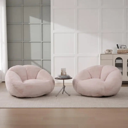 Shell-Shaped Bean Bag Chair with High-Rebound Memory Foam Filling, Ergonomic Floor Lounger with Faux Fur Removable Cover, 100L x 90W x 57H cm, Pink