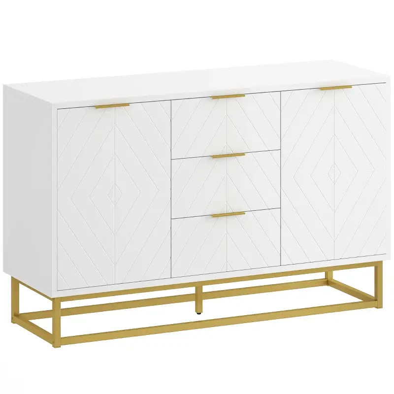 HOMCOM Sideboard with 3 Drawers and Adjustable Shelves for Living Room - White