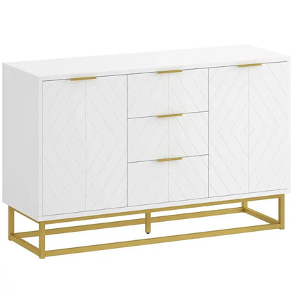 HOMCOM Sideboard with 3 Drawers and Adjustable Shelves for Living Room - White