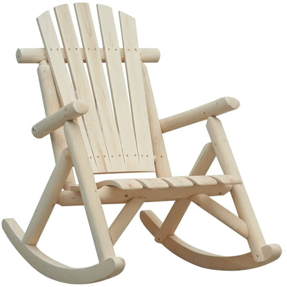 Outsunny Adirondack Chair Cedar Wood Ergonomic Rocking Chair Porch Rocker Garden Traditional - Burlywood