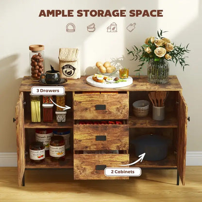 HOMCOM Modern Rustic Brown Sideboard