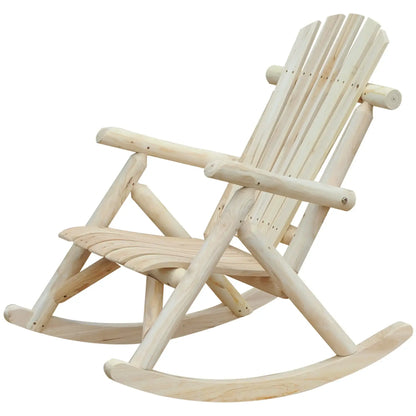 Outsunny Adirondack Chair Cedar Wood Ergonomic Rocking Chair Porch Rocker Garden Traditional - Burlywood
