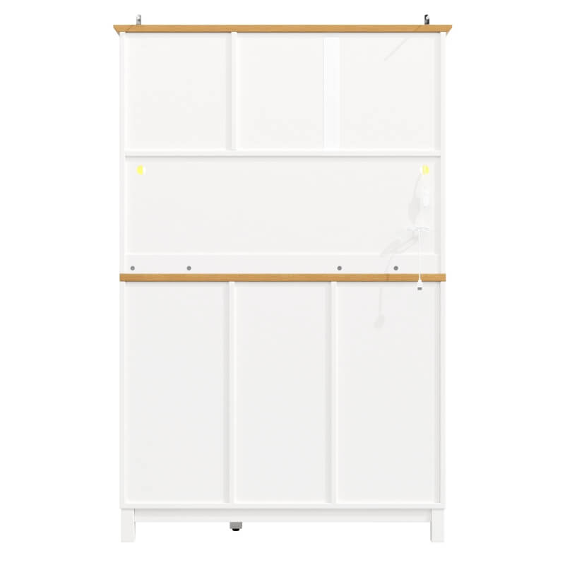 Farmhouse Style Sideboard with Spacious Shelves and Drawers, Versatile Storage Cabinet with Drink Holders, 104L x 40W x 180H cm, White