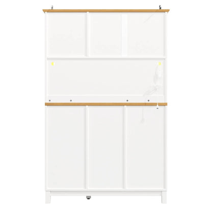 Farmhouse Style Sideboard with Spacious Shelves and Drawers, Versatile Storage Cabinet with Drink Holders, 104L x 40W x 180H cm, White