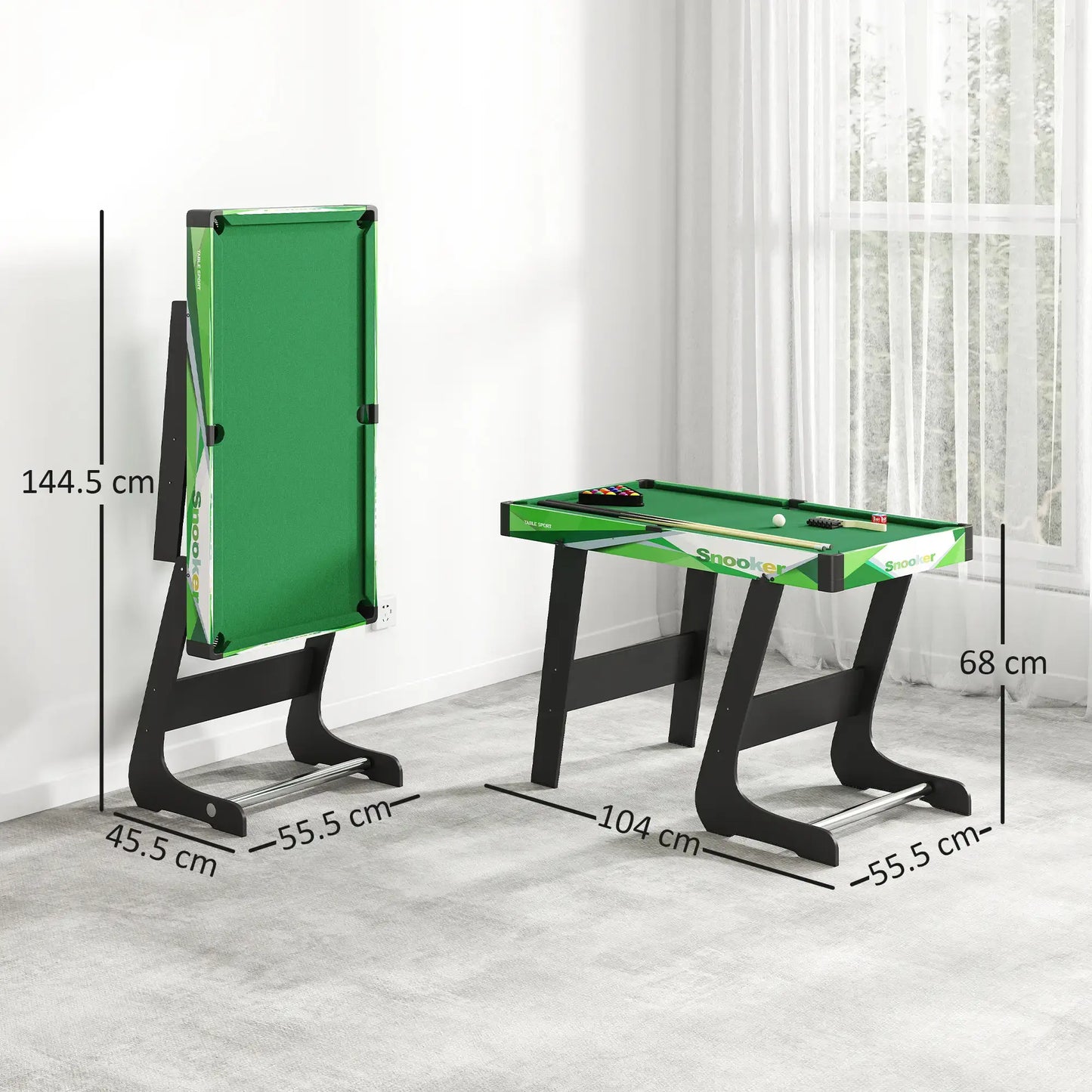 SPORTNOW 104cm Folding Mini Pool Table Set with 2 Cues, 16 Balls, Chalk, Triangle, Brush, Green