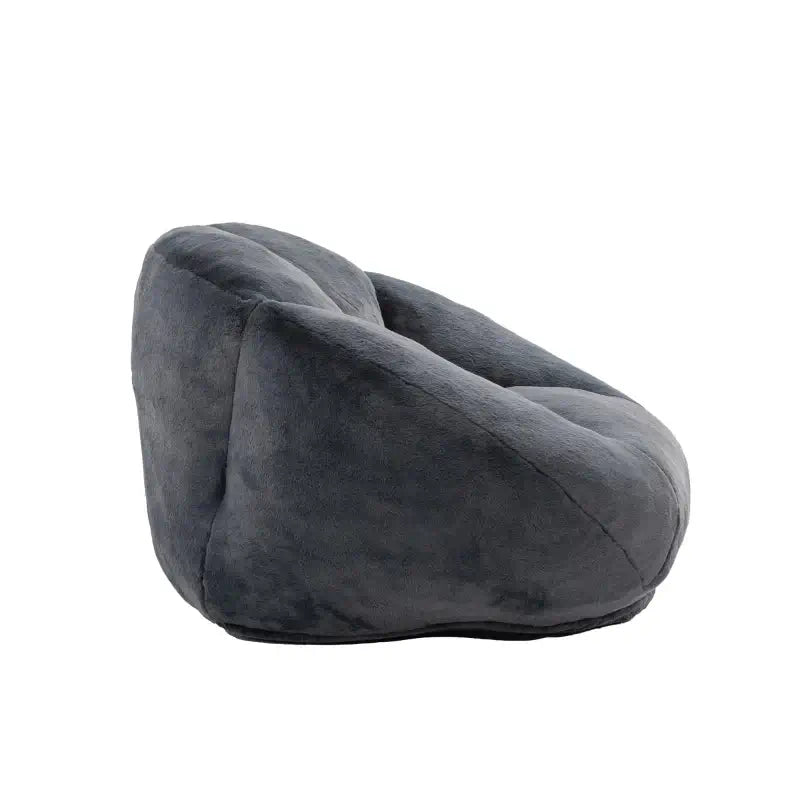 Shell-Shaped Bean Bag Chair with High-Rebound Memory Foam Filling, Ergonomic Floor Lounger with Faux Fur Removable Cover, 100L x 90W x 57H cm, Black