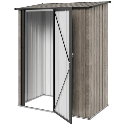Outsunny 5ft x 3ft Metal Garden Storage Shed, Outdoor Tool Shed with Sloped Roof, Lockable Door for Tools, Equipment, Light Grey