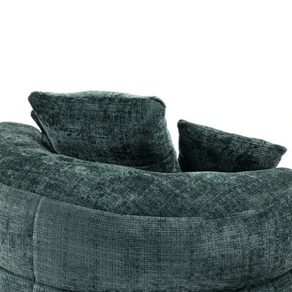 Lazy Sofa Bean Bag Chair with Memory Foam Filling, High Back and Three Pillows, Indoor and Outdoor Use, 108L x 108W x 52H cm, Green
