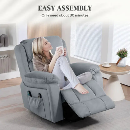 HOMCOM Eight-Point Massage Lift Chair, with Remote - Grey