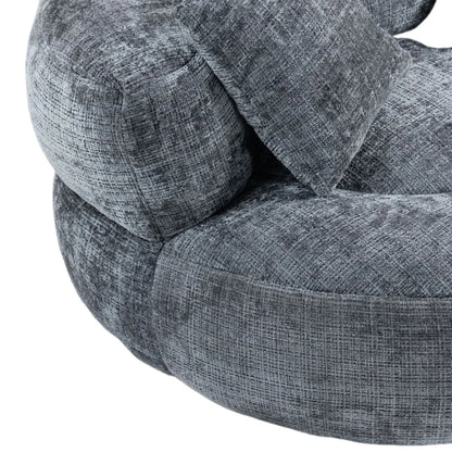 Chenille Bean Bag Chair with Memory Foam Filling, High Back Lounger with Three Pillows for Adults and Kids, 108L x 108W x 52H cm, Gray