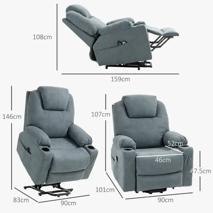 HOMCOM  Massage Power Lift Recliner Chair with Pocket Spring, Electric Lift Chair with Wide Backrest, Grey