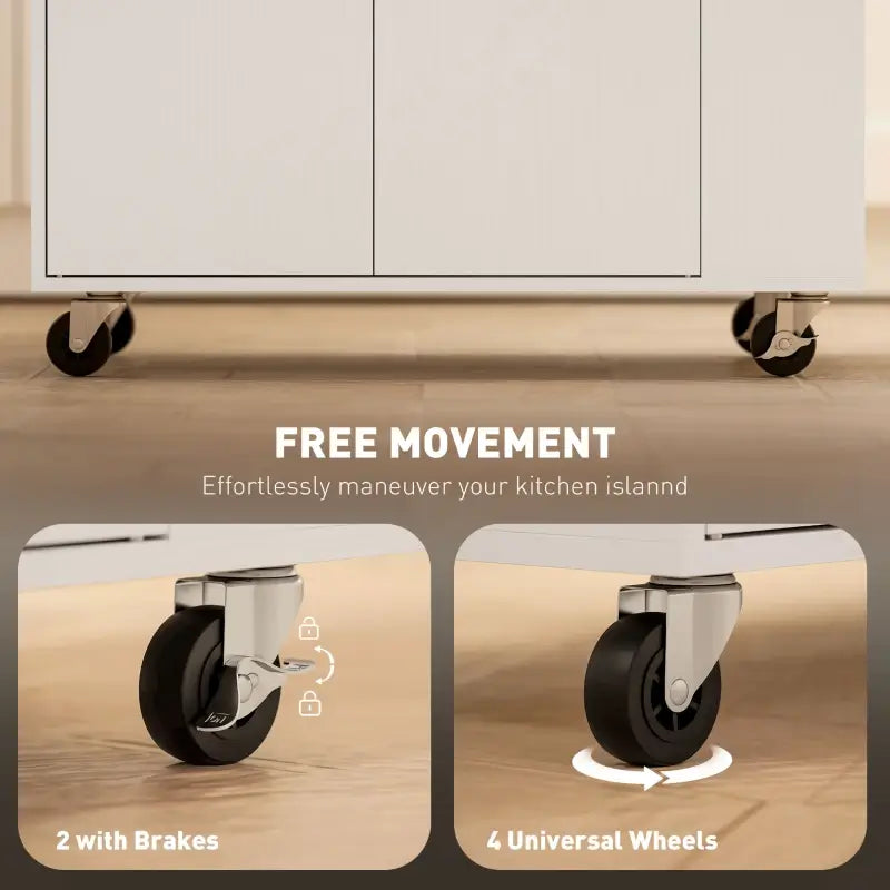 HOMCOM Rolling Kitchen Island with 3-Tier Spice Rack, Kitchen Storage Cart with Drawer and Towel Rack, White