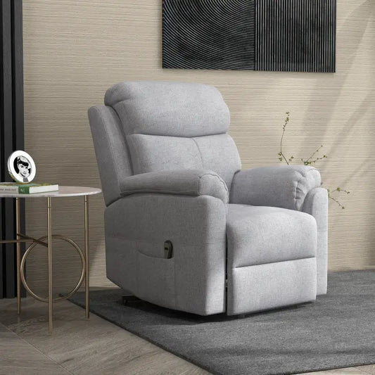 HOMCOM Power Lift Recliner Chair, Electric Lift Chair for Elderly, Overstuffed Linen Fabric Riser and Reclining Armchair with Remote Control, Side Pockets, for Living Room, Grey