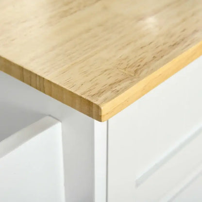 HOMCOM Kitchen Island Utility Cart, with 2 Storage Drawers & Cabinets for Dining Room, White