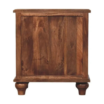 Solid Mango Wood Chest of Drawers with 3 Spacious Drawers and Turned Legs, Bedside Cabinet for Living Room, 40L x 85W x 83H cm, Brown