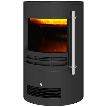 HOMCOM 1000W/2000W Freestanding Electric Fireplace, Indoor Heater Fire Stove with Log Burner Effect Flame, Thermostat Control
