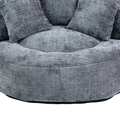 Chenille Bean Bag Chair with Memory Foam Filling, High Back Lounger with Three Pillows for Adults and Kids, 108L x 108W x 52H cm, Gray