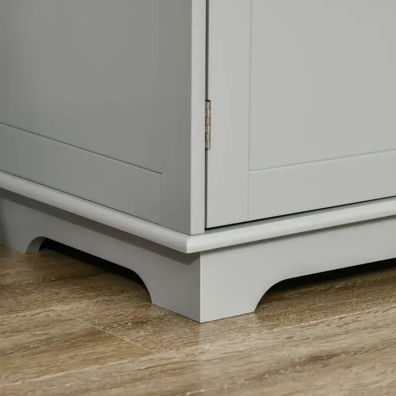 HOMCOM Sideboard with Rubberwood Top and Independent Storage Shelves for Dining Room, Kitchen - Grey