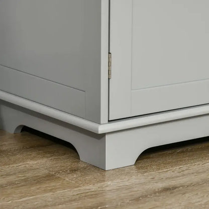 HOMCOM Sideboard with Rubberwood Top and Independent Storage Shelves for Dining Room, Kitchen - Grey