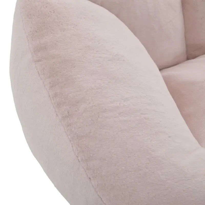 Shell-Shaped Bean Bag Chair with High-Rebound Memory Foam Filling, Ergonomic Floor Lounger with Faux Fur Removable Cover, 100L x 90W x 57H cm, Pink