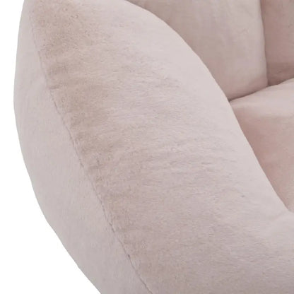 Shell-Shaped Bean Bag Chair with High-Rebound Memory Foam Filling, Ergonomic Floor Lounger with Faux Fur Removable Cover, 100L x 90W x 57H cm, Pink