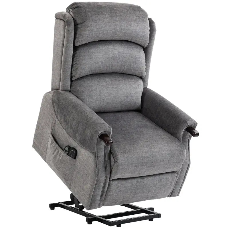 HOMCOM Power Lift Recliner with Vibration Massage and Heat, Lift Chair for Tall with Wood Grip, Pocket Spring, Light Grey